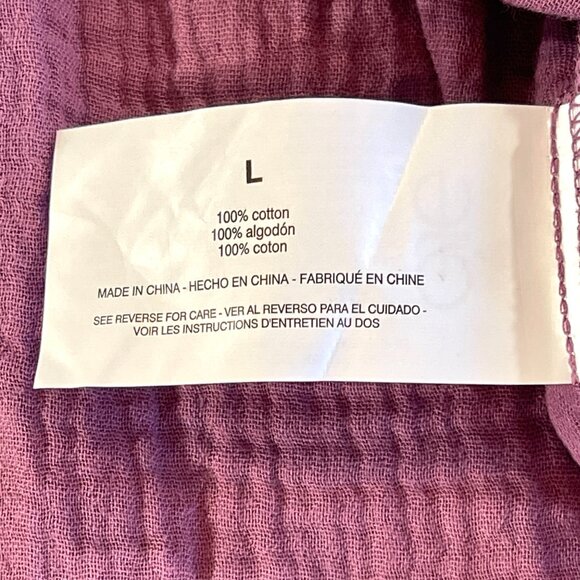 Women’s Anne Klein Purple Crinkle Button Down Shirt L - Picture 6 of 10